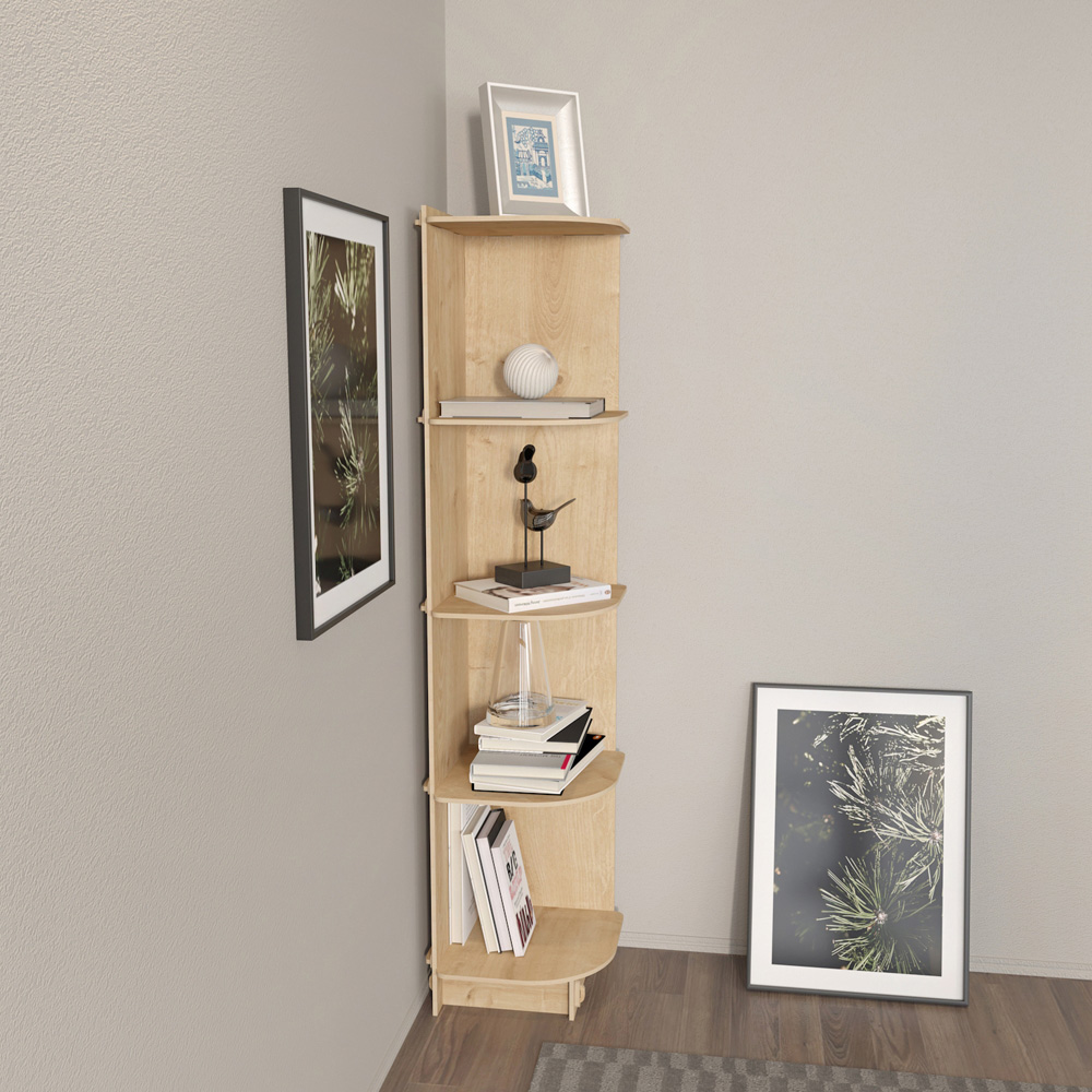 Decorotika Liva 5 Tier MDF Corner Bookcase Image 4