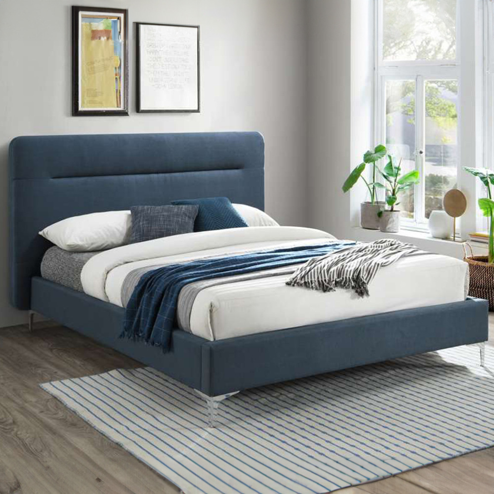 Finn King Size Steel Blue Bed Frame Image 1