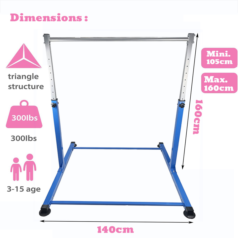 Gr8 Home Blue Adjustable Gymnastics Horizontal Kip Bar Image 6