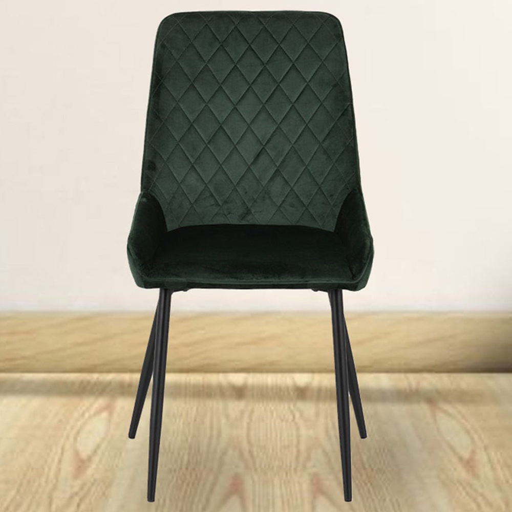 Seconique Avery Set of 2 Emerald Green Velvet Dining Chair Image 1