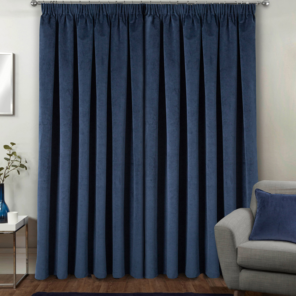Enhanced Living Oxford Navy Thermal Blackout Pencil Pleat Velvet Curtains 117 x 183cm Image 5