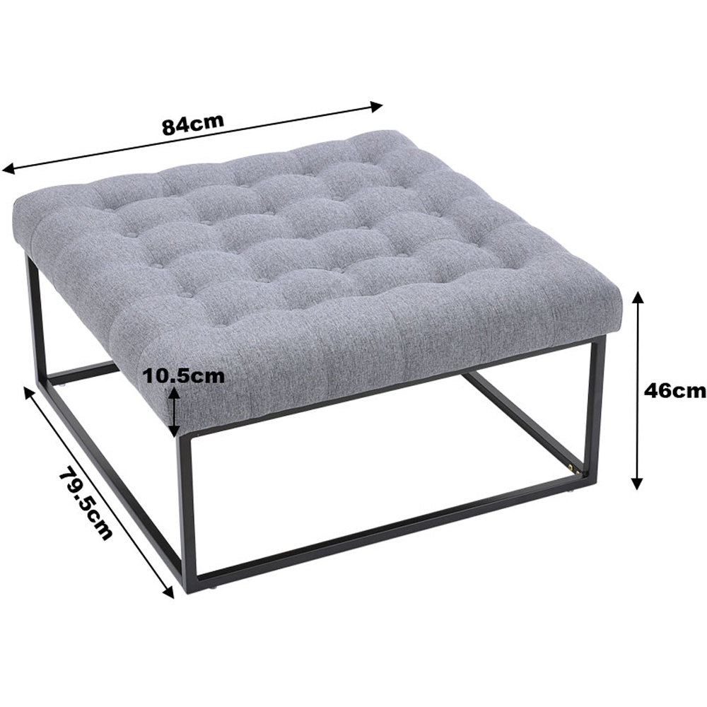 Living and Home Grey Linen Footstool Image 9