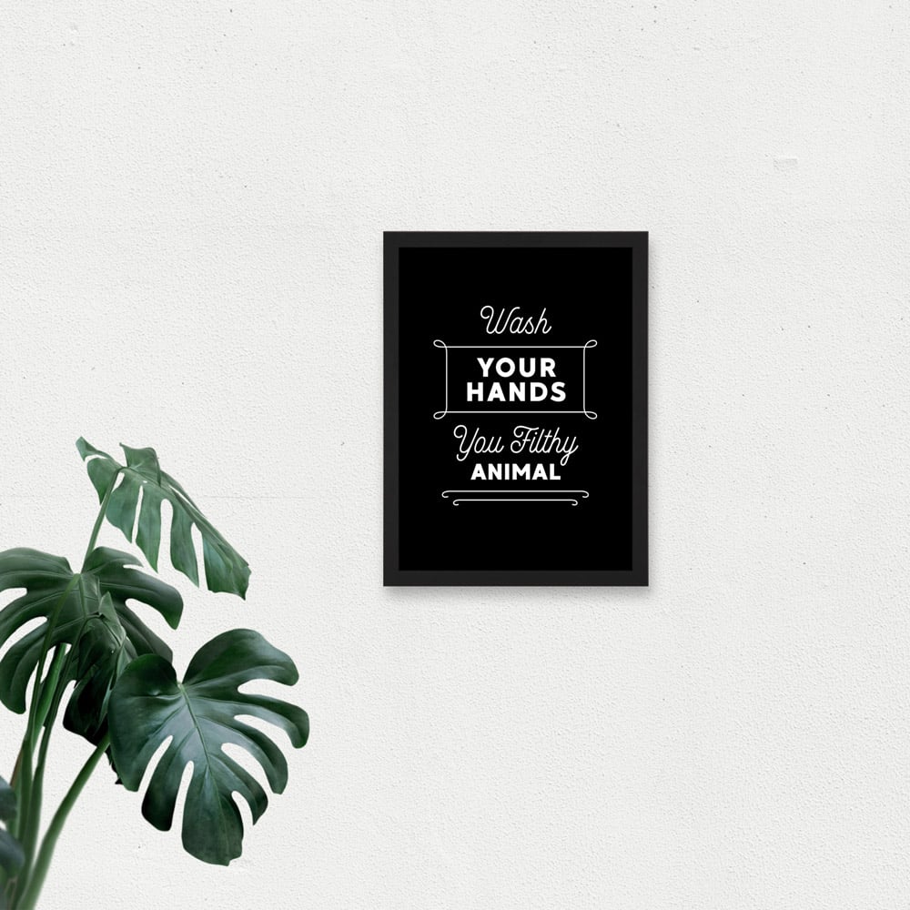 Artery8 Wash Your Hands Funny Toilet Sign Framed Wall Art Print 21 x 29.7cm Image 3