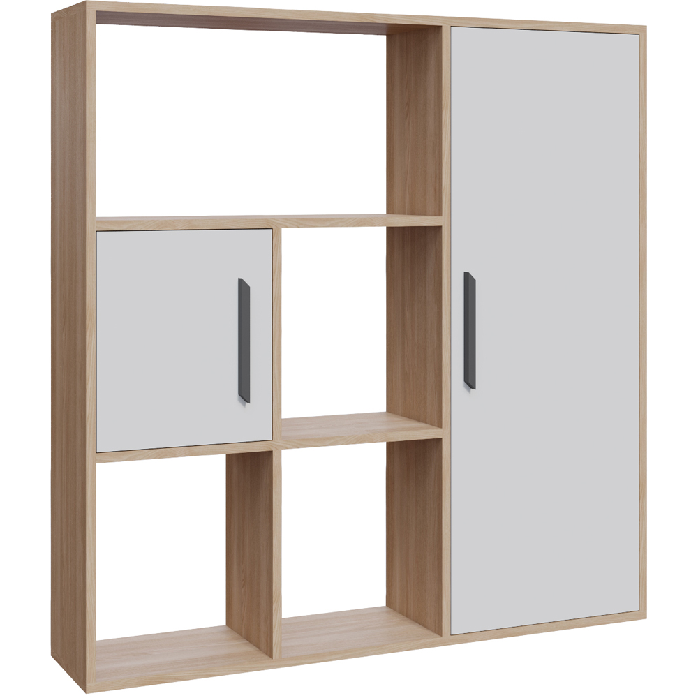 Decorotika Ridge 2 Door 4 Shelf Oak and White Bookcase Image 2