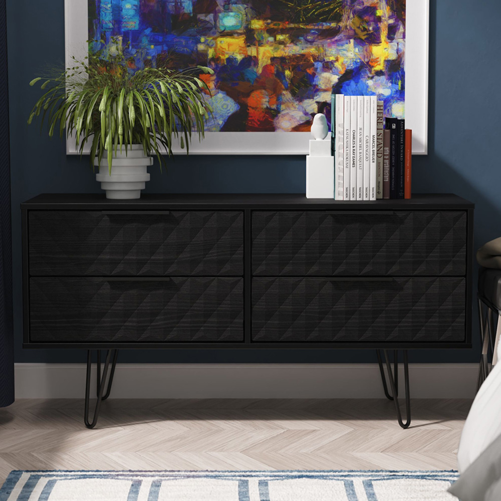Crowndale Harlequin 4 Drawer Black Ash Bed Box Ready Assembled Image 1