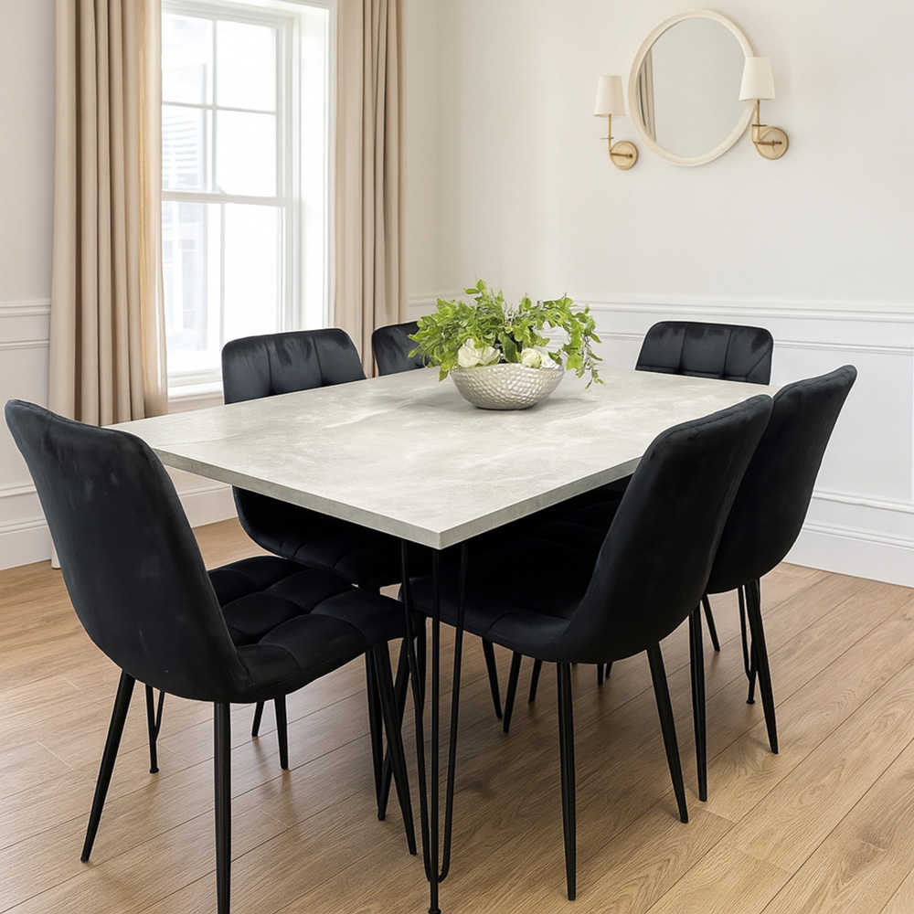 Kosy Koala 6 Seater Grey and Black Dining Table set Image 1