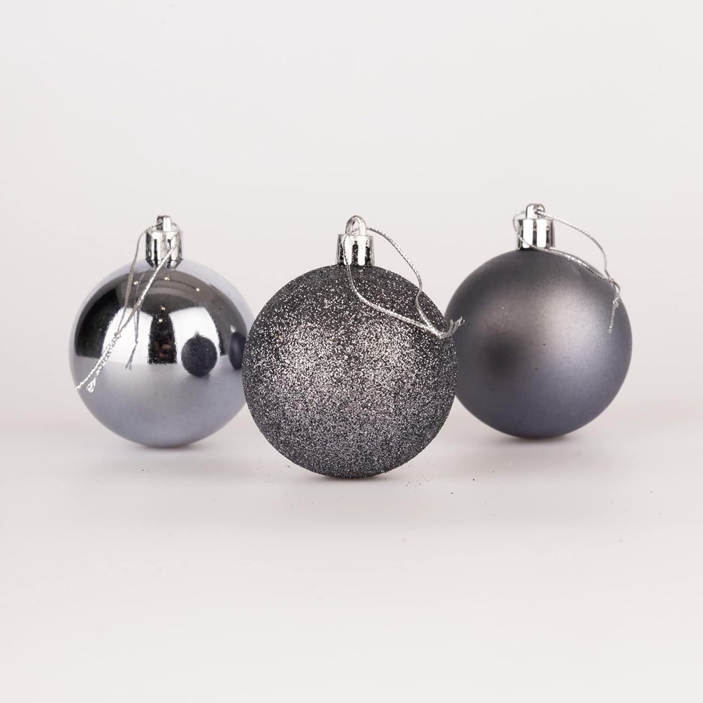 Shatchi 5cm Dark Grey Shatterproof Christmas Bauble 24 Pack Image 3