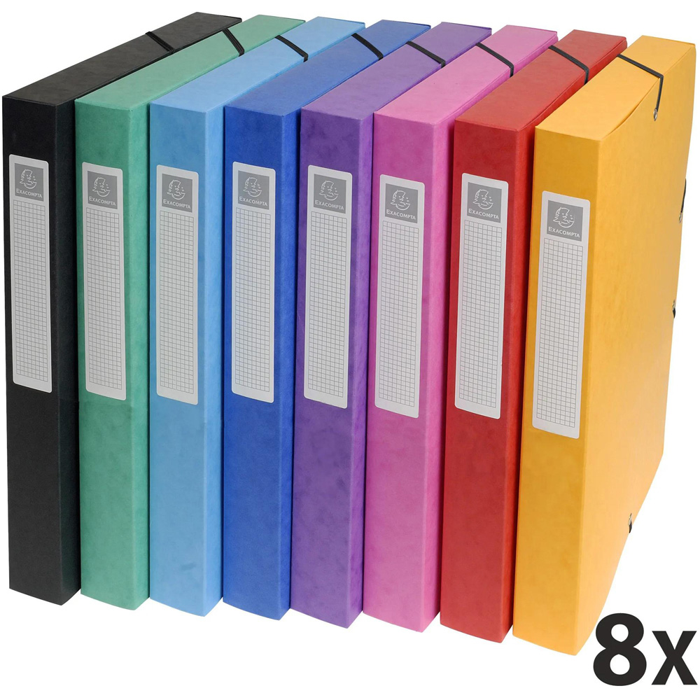 Exacopmta A4 Multicolour Pressboard Box File 25mm 8 Pack Image 7