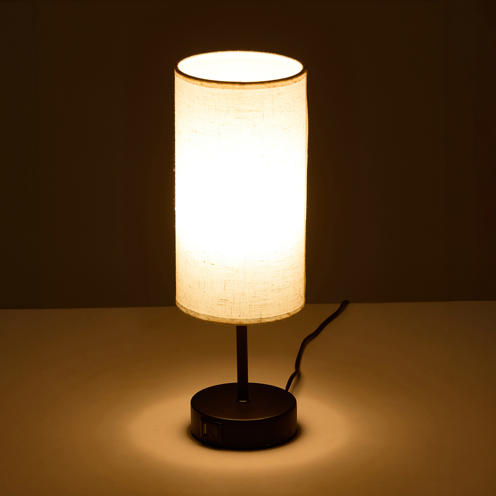 Living and Home RGB Black Cylindrical E27 Table Lamp with Remote Image 2