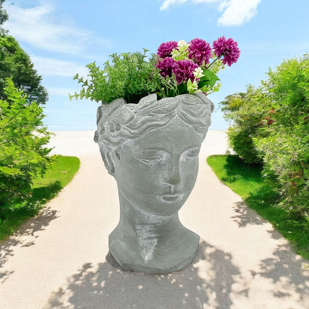 Acacia Home Grey Cement Bust Pot 35cm Image 2