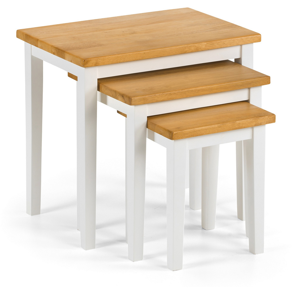 Julian Bowen Cleo White and Natural Oak Nest of Tables Set of 3 Image 2