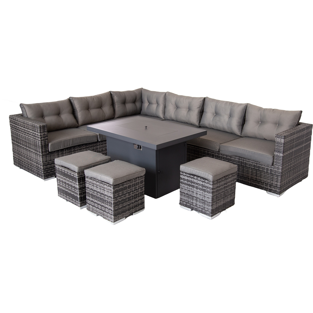 Furniture One 9 Seater Brown Corner Sofa Set with Fire Pit Table Image 4