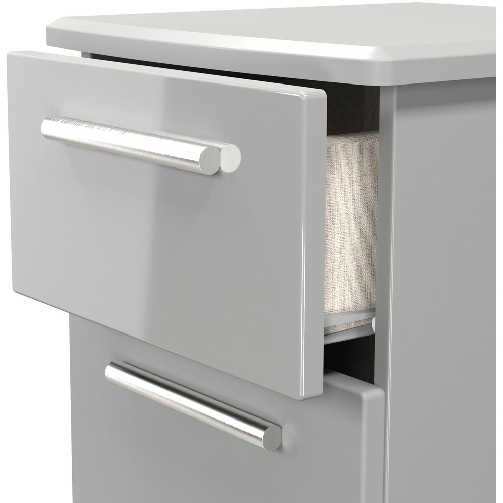 Crowndale Knightsbridge 3 Drawer Grey Gloss and Dusk Grey Bedside Cabinet Ready Assembled Image 6
