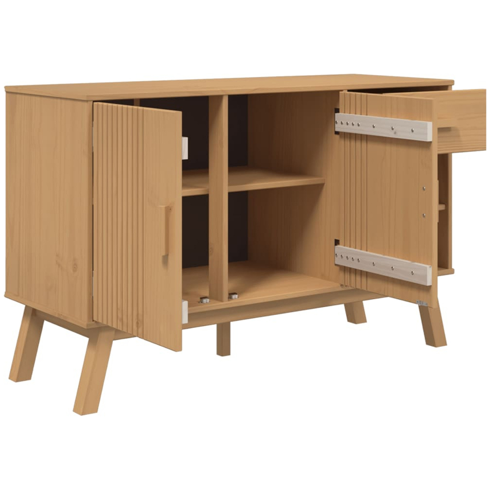 vidaXL 2 Door Single Drawer 2 Shelf Brown Pine Wood Sideboard Image 7