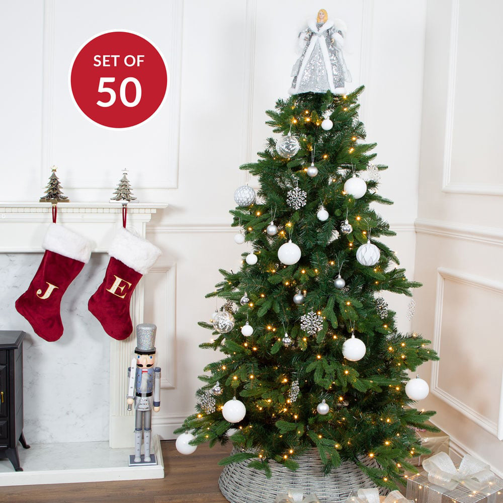 The Christmas Workshop White Shatterproof Baubles 50 Pack Image 6