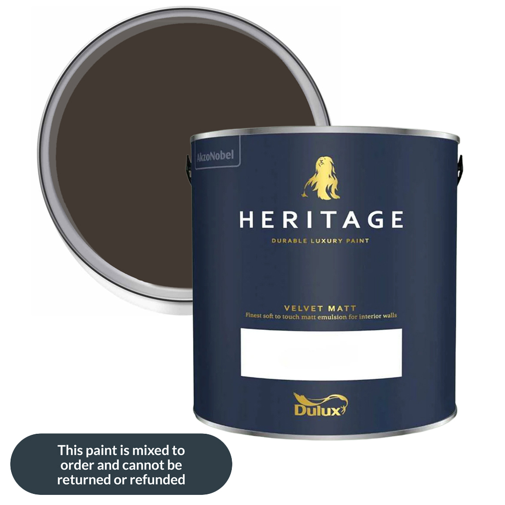 Dulux Heritage Walls and Ceilings Tudor Brown Velvet Matt Emulsion Paint 2.5L Image 1