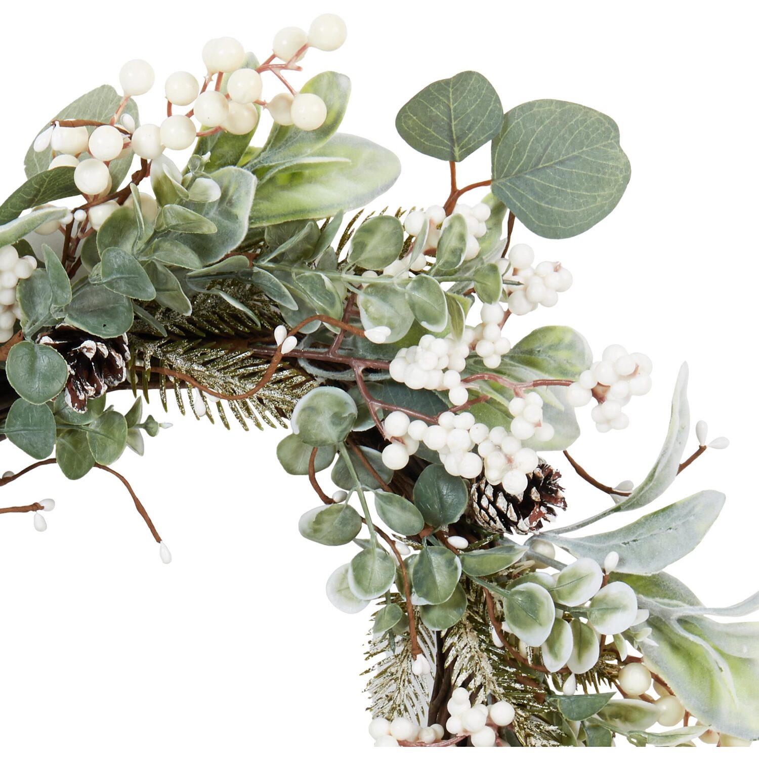 White Berry Eucalyptus Wreath - White Image 2