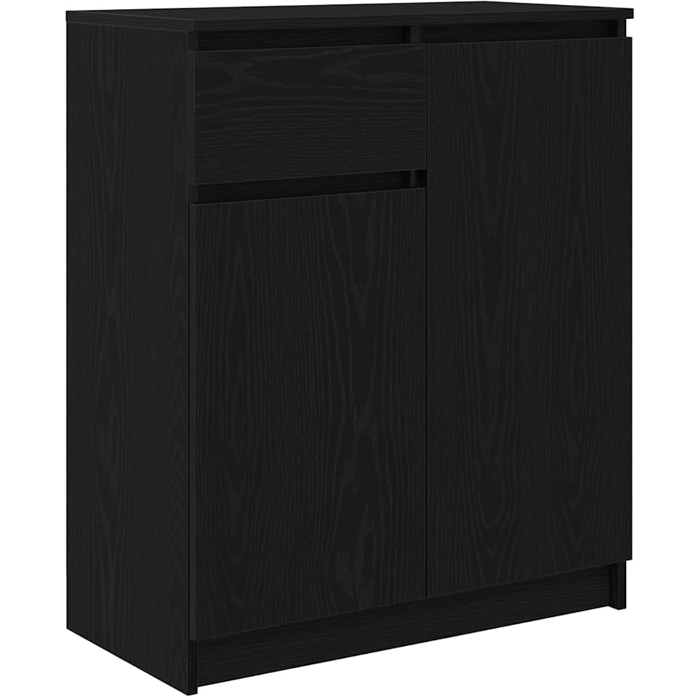 vidaXL 2 Door Single Drawer Black Oak Wooden Sideboard Image 2