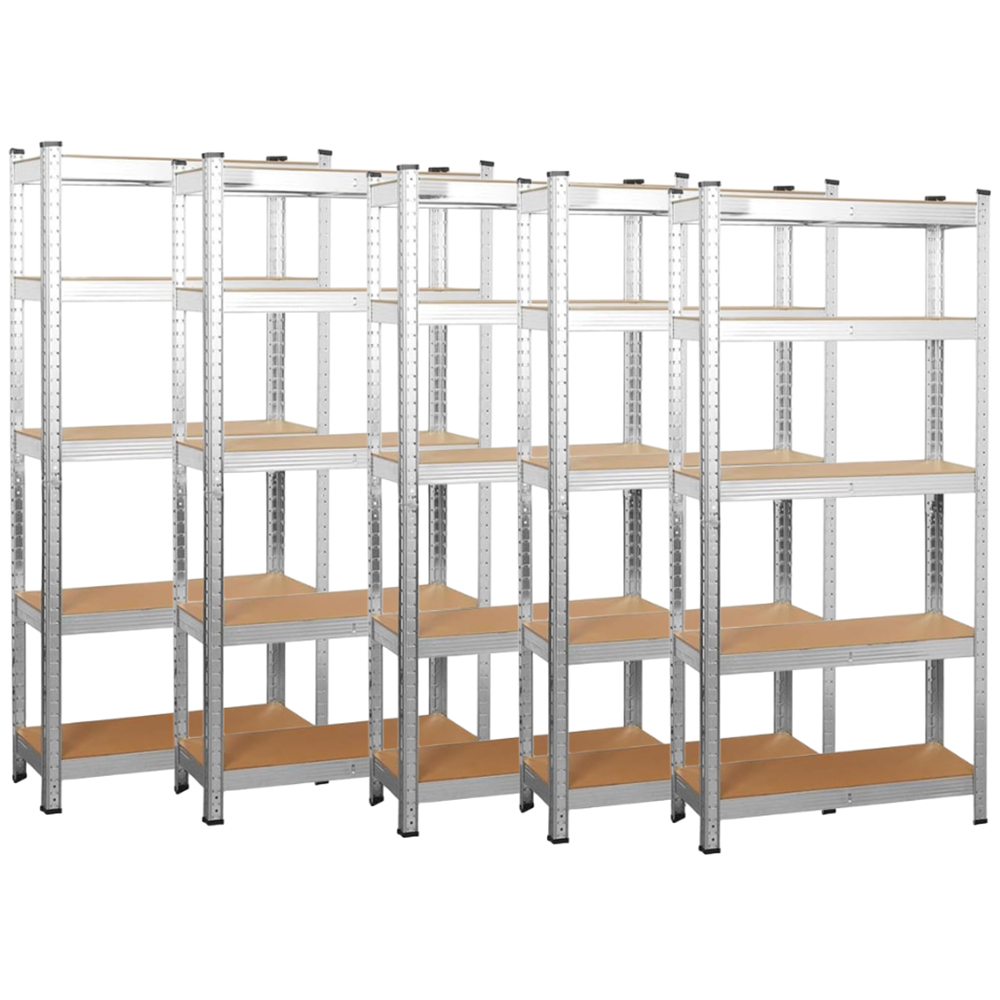 Garden Gear 5 Shelf Galvanised Steel Storage Shelving Unit 5 Pack Image 1