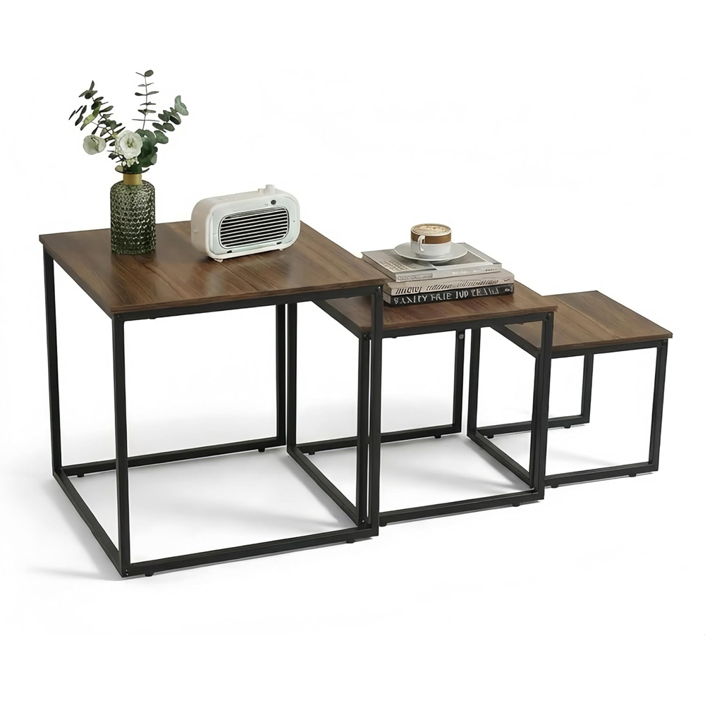 Alivio Brown Industrial Nest of Tables Set of 3 Image 2