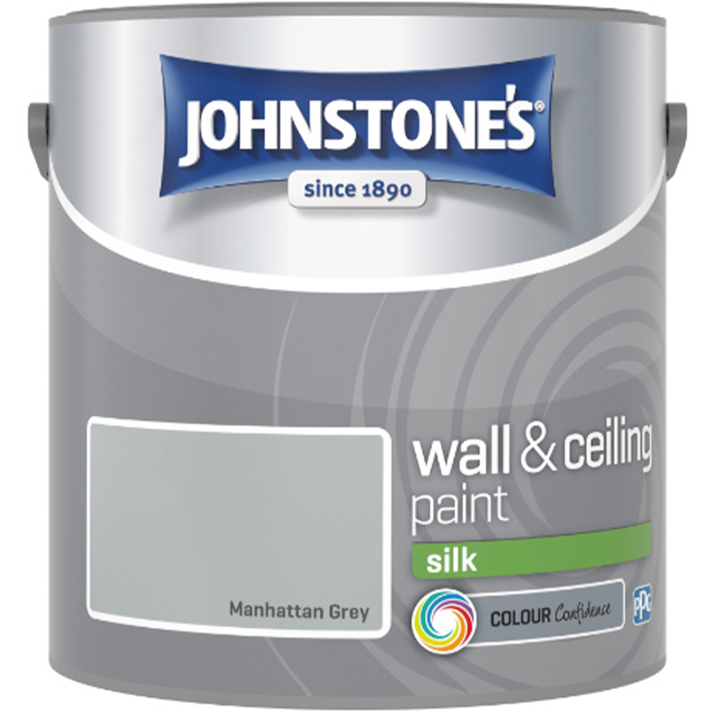 Johnstone's Walls & Ceilings Manhattan Grey Silk Emulsion Paint 2.5L Image 2