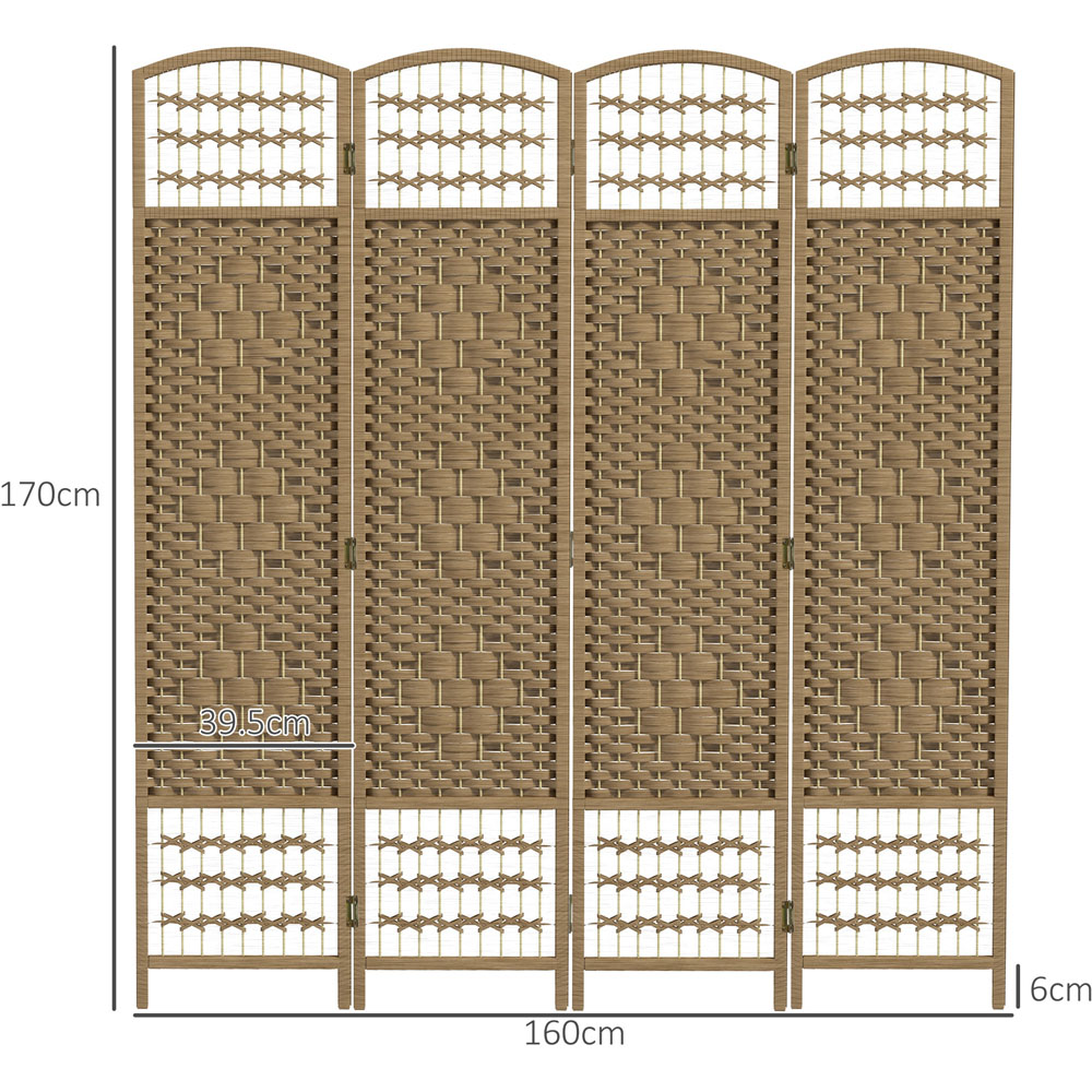 HOMCOM 4 Panel Natural Folding Freestanding Privacy Screen Image 9