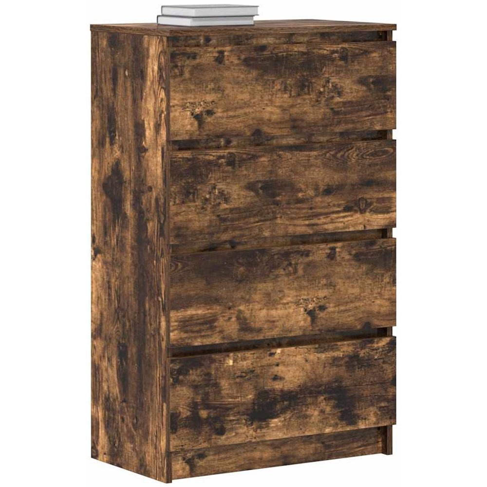 vidaXL 4 Door Smoked Oak Narrow Sideboard Image 4