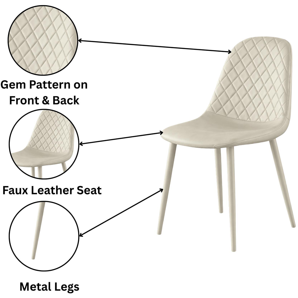 Portland 4 Seater Dining Set Rustic Effect and Cream Gem Image 8