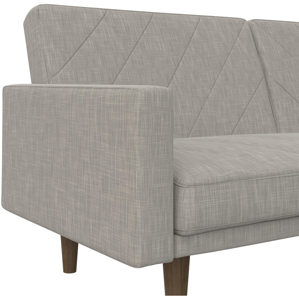 Dorel Paxson 3 Seater Linen Light Grey Sofa Bed with Wooden Feet Image 6