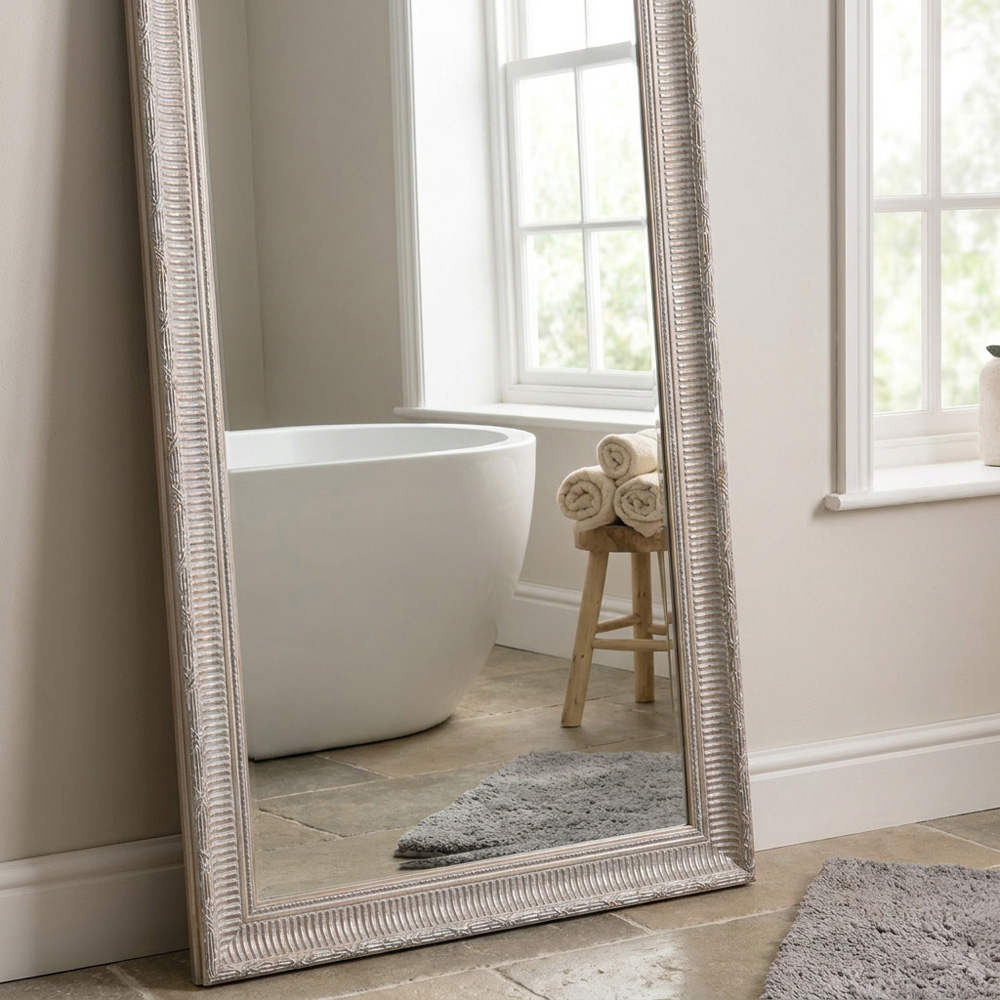Iyla Carved Washed Wooden Mirror Image 3