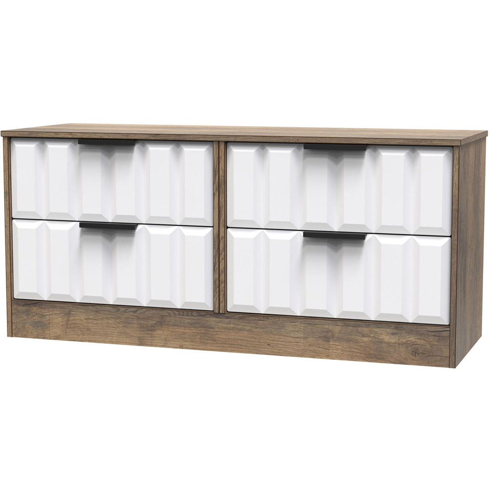 Crowndale New York 4 Drawer White Matt and Vintage Oak Chest of Drawers Ready Assembled Image 2