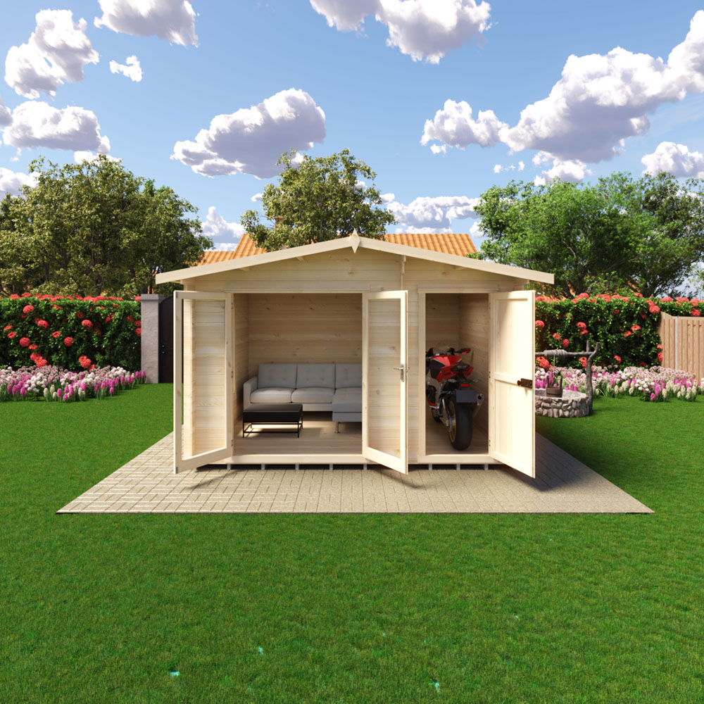 Shire Spalding 12 x 10ft Dual-Purpose Apex Garden Log Cabin with Integral Storage Image 4