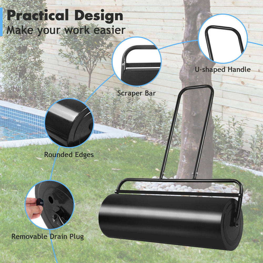 Costway Black Heavy-Duty Garden Grass Roller with U-shaped Handle Image 6