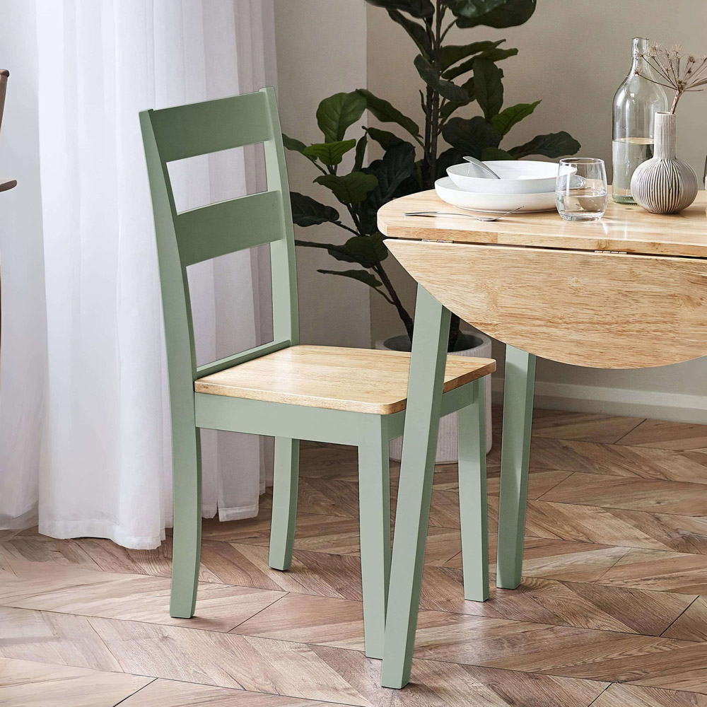 Julian Bowen Linwood Set of 2 Sage Green and Natural Dining Chair Image 1