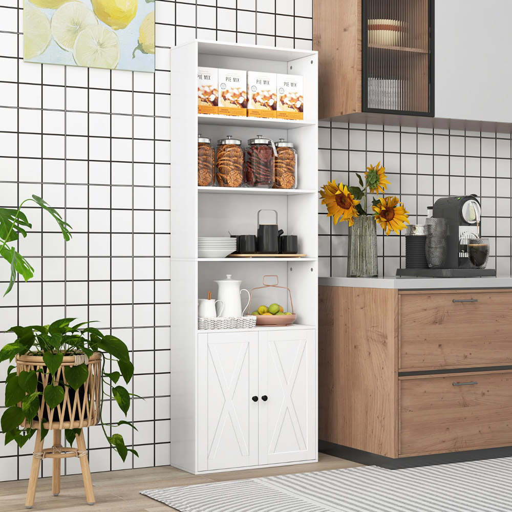 Costway 2 Door 4 Shelf White Freestanding Bookcase Image 3