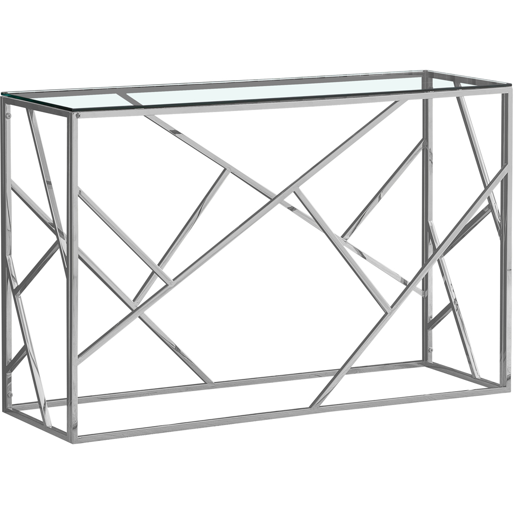 Comfy Living Silver Glass and Metal Rectangular Console Table Image 2