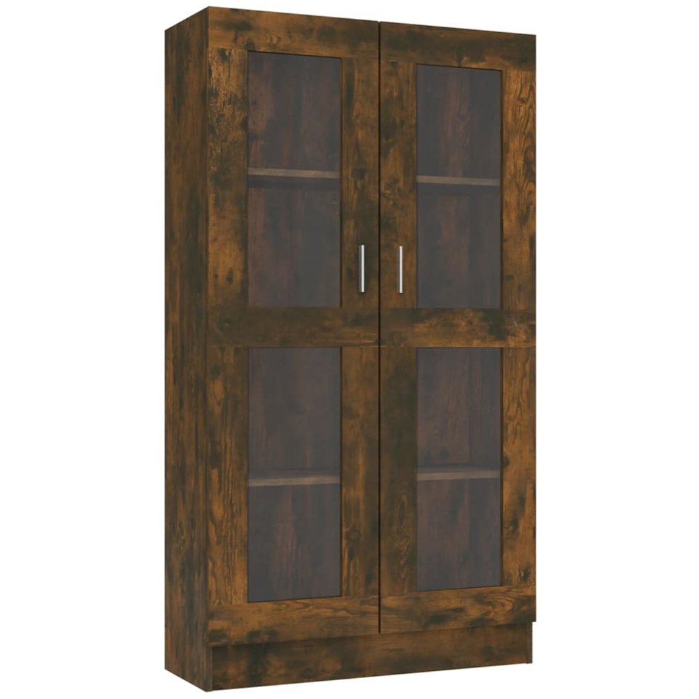 vidaXL 2 Door 4 Shelf Smoked Oak Vitrine Cabinet Image 2
