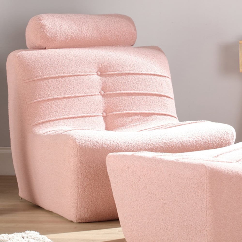 Desser Furniture Pink Boucle Fabric Cosy Chair Image 1