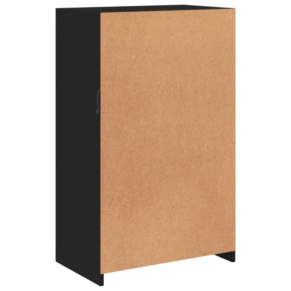 vidaXL 2 Door 2 Shelf Black Side Cabinet with LED Lights Image 7