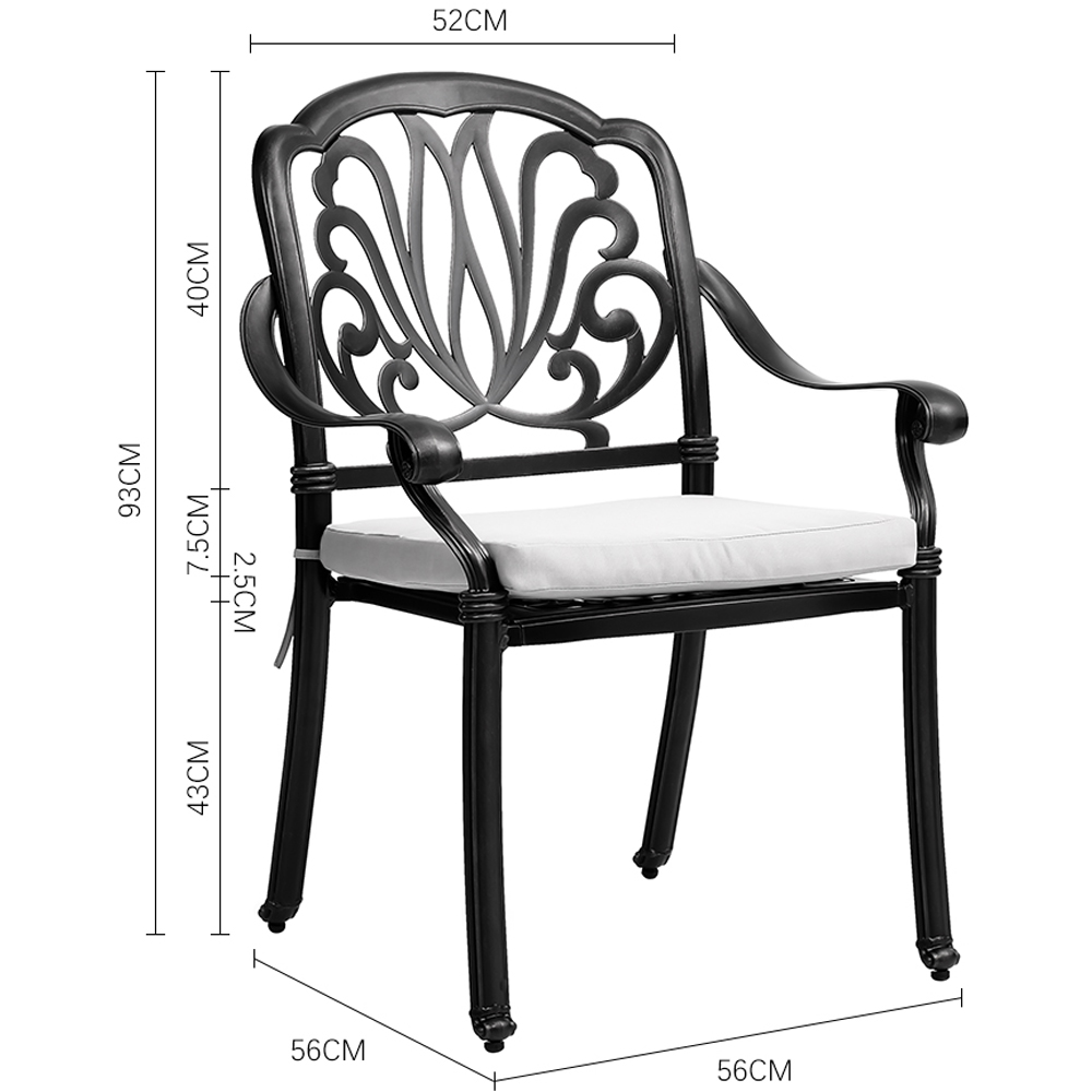 Living and Home 2 Seater Black Cast Aluminium Bistro Set Image 8