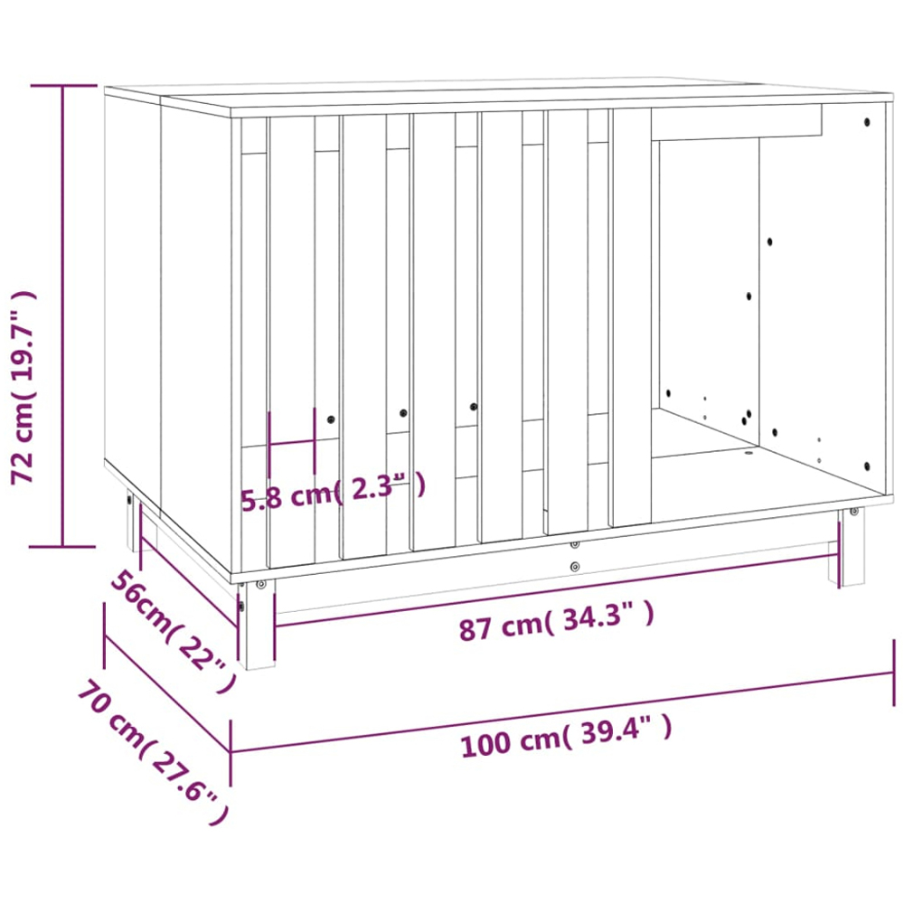 vidaXL White Solid Wood Pine Dog House 72 x 100 x 70cm Image 6