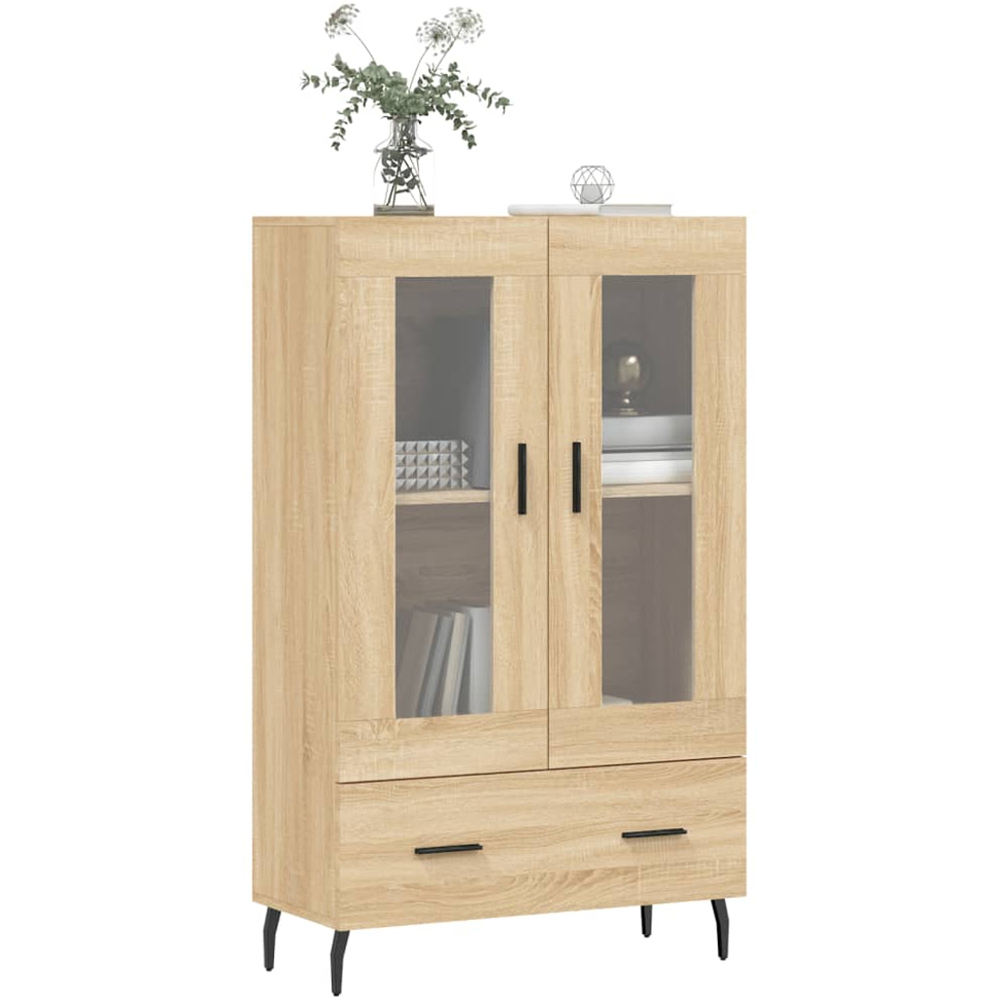vidaXL 2 Glass Door Single Drawer Sonoma Oak Highboard Image 3
