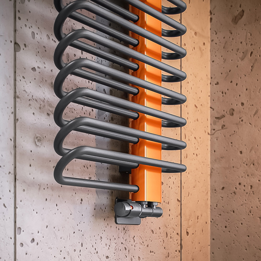 Terma Michelle 2459BTU Graphite and Orange Heated Towel Rail 1200 x 500mm Image 4