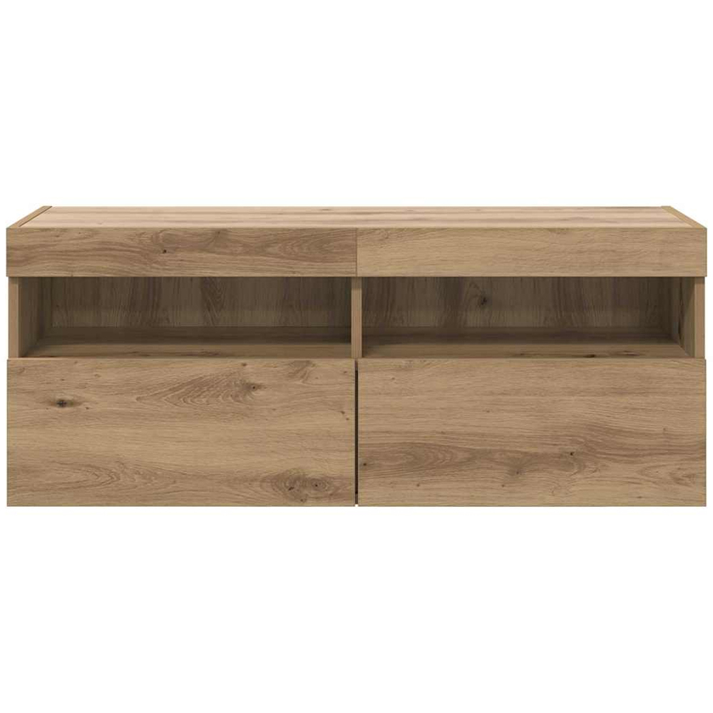 vidaXL 2 Door 2 Shelf Artisan Oak Wall Mounted Wide TV Cabinet with LED Light Image 7