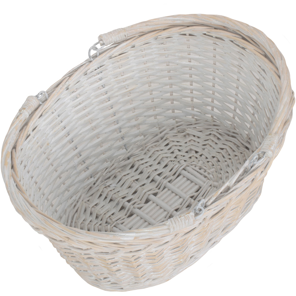 Red Hamper Medium White Swing Handle Wicker Shopping Basket Image 3