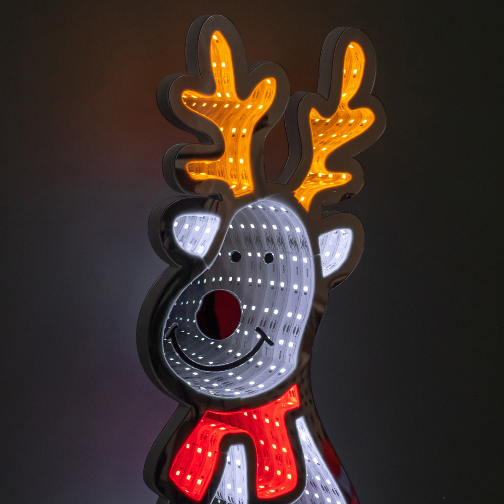 Samuel Alexander Light Up Christmas Reindeer Infinity Mirror Decoration on Metal Base 40cm Image 7