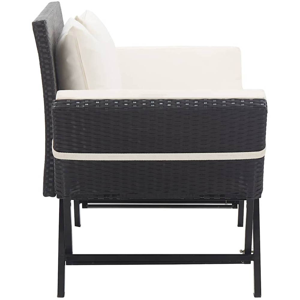 vidaXL 2 in 1 Black PE Rattan Garden Bench with Cushions Image 4
