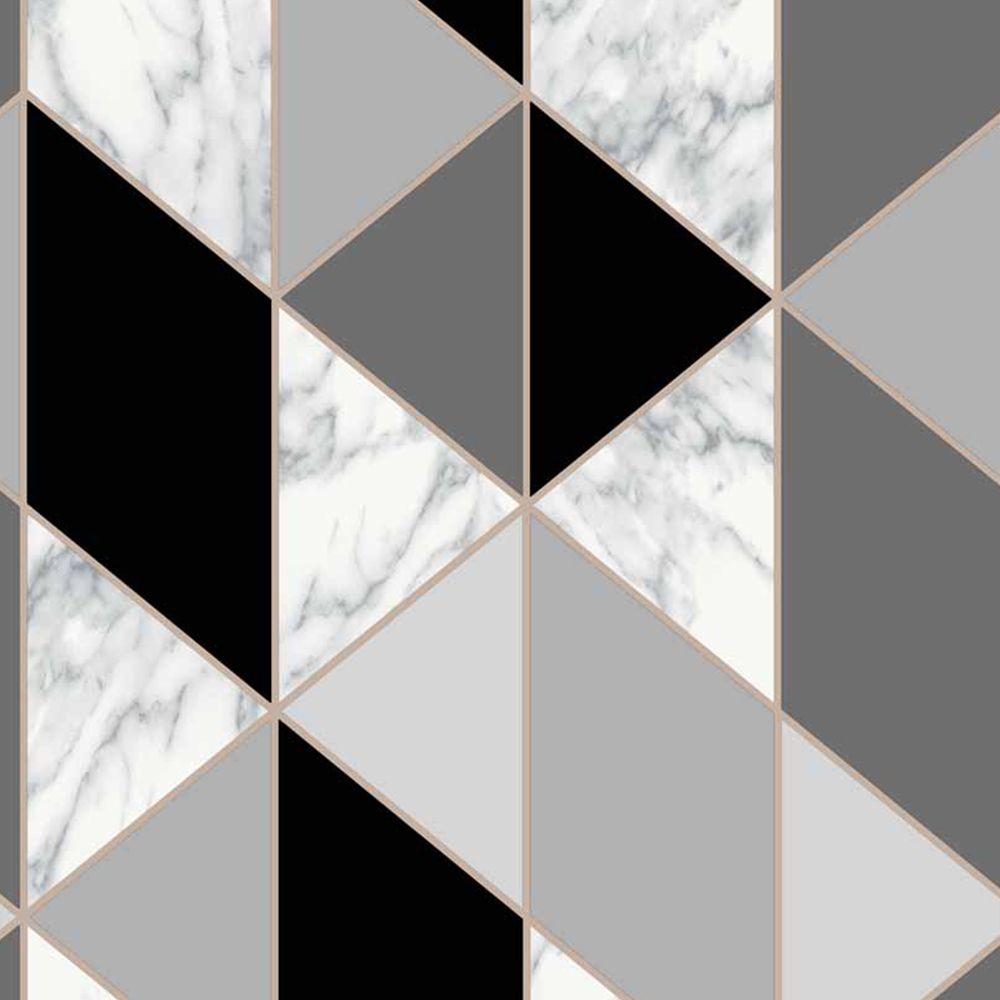 Fresco Marble Geometric Charcoal Wallpaper Image 1