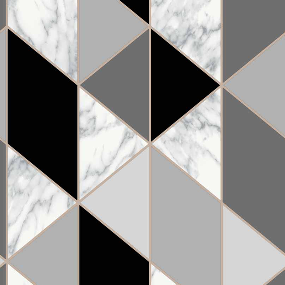 Fresco Marble Geometric Charcoal Wallpaper Wilko