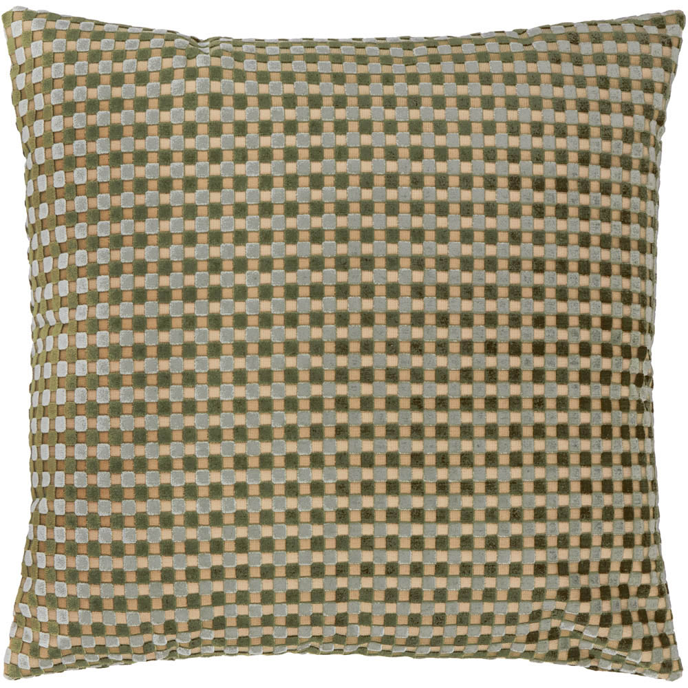 Furn Christmas Eucalyptus Checkered Velvet Cushion 45 x 45cm Image 1